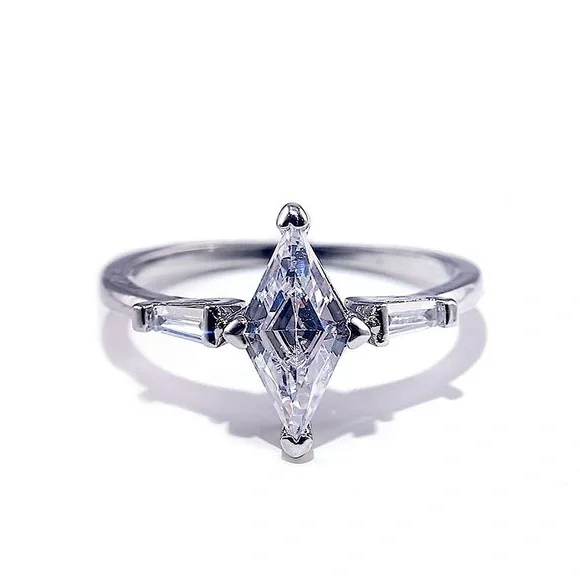 NEW Women's‎ Marquis Platinum Plated Simulated Diamond Band Ring Size 7
